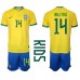 Günstige Brasilien Eder Militao #14 Babykleidung Heim Fussballtrikot Kinder WM 2022 Kurzarm (+ kurze hosen)